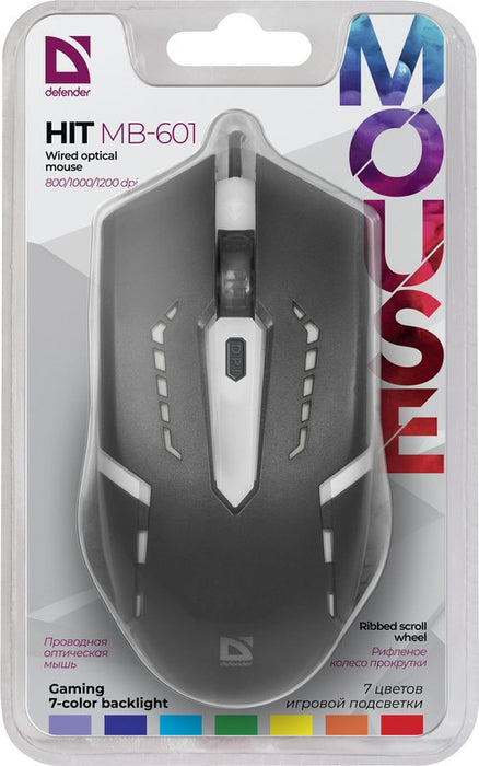 EAN 4714033526012 - Defender HIT MB-601 ratón Juego Ambidextro USB tipo A Óptico 1200 DPI imagen 1