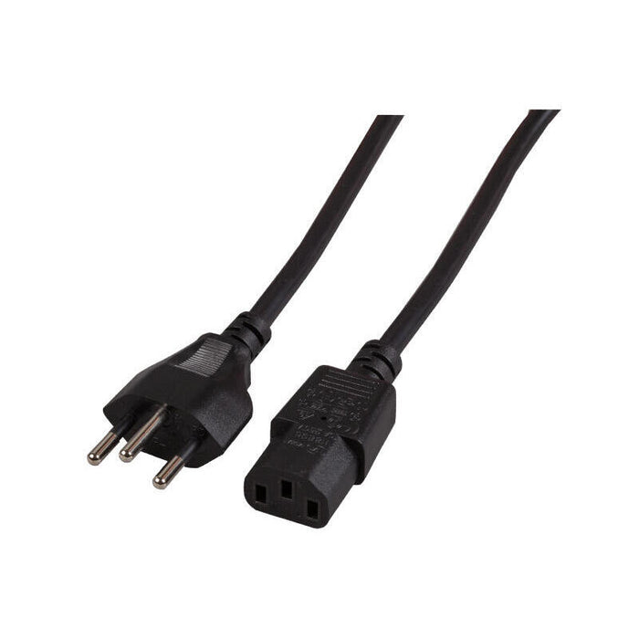 Efb Cable De Alimentación Schweiz-C13 180°, Negro Teilisoliert,2m