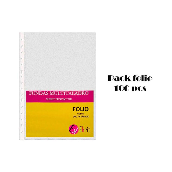 Ekrit Funda Multitaladro 16 Pp Cristal Folio 80 Micras -100u-