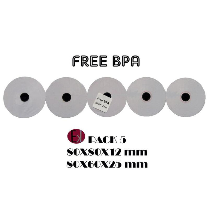 Ekrit Rollo Térmico Sin Bpa 80x80x12mm 57grs Caja Completa -50ud-