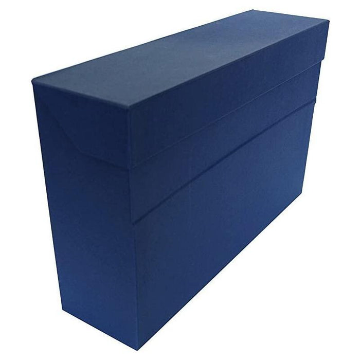 Elba Caja De Transferencia Lomo 10cm C/Tapa Y Solapa Abatibles Cartón Forrado Tela Geltex Azul