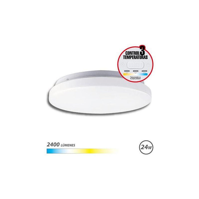 Elbat Aplique Led Techo Redondo 24w - 2400lm - Selector 3 Temperaturas - Blanco