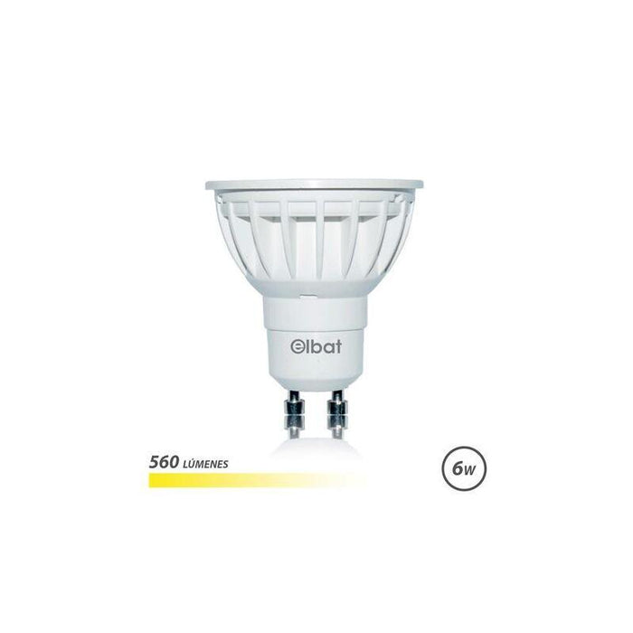 Elbat Bombilla Led Gu10 6w 560lm Luz Calida - Ahorro De Energia - Larga Vida Util - Facil Instalacion - Color Blanco Calido