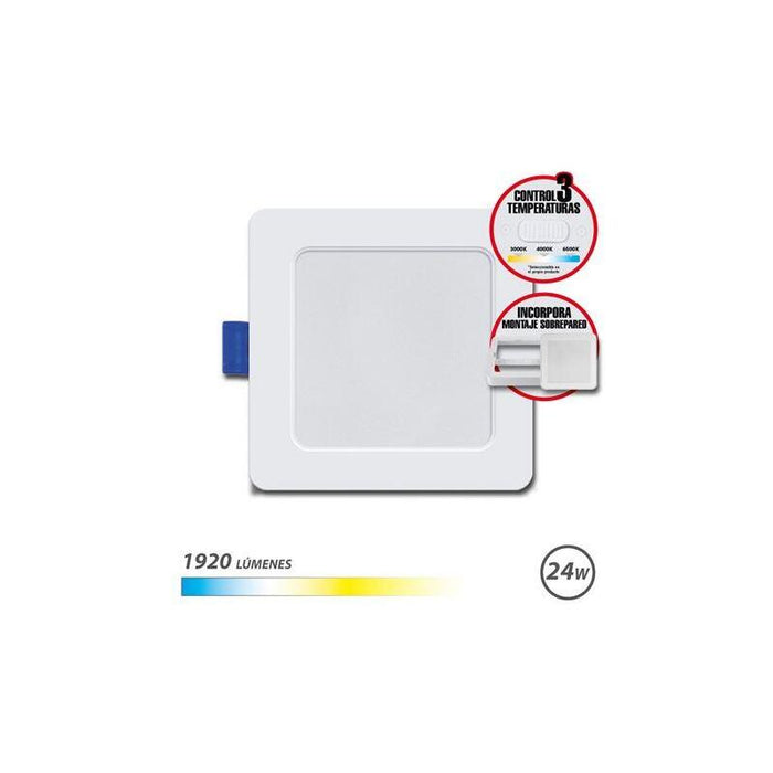 Elbat Downlight Cuadrado 24w - 1920lm - Selector 3 Temperaturas+Sobrepared - Blanco