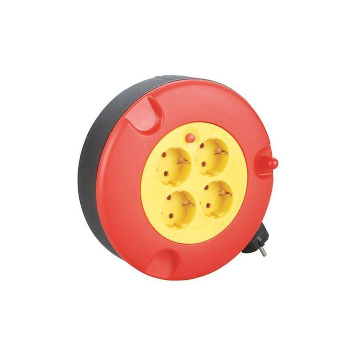 Elbat Enrollador Alargador Con Proteccion Termica - 4 Shukos - Carga Maxima Enrollado 1100w, Desenrollado 3200w - Cable De 5m