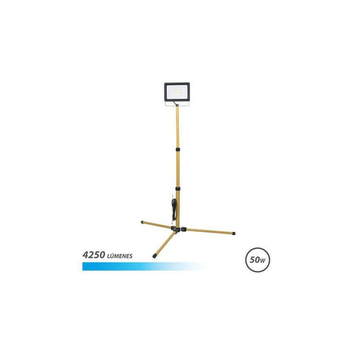 Elbat Foco Led Con Tripode 50w - 4250 Lumenes - 6500k Luz Fria - Cable De 3m - Ip65 Para Uso En Exterior