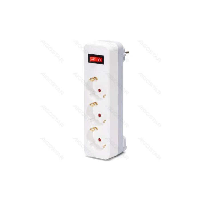 Enchufe De Conversion Aleman 1 A 3 16a Con Interruptor Blanco/Gris Aigostar