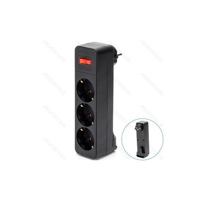 Enchufe De Conversion Aleman 1 A 3 16a Con Interruptor Negro Aigostar