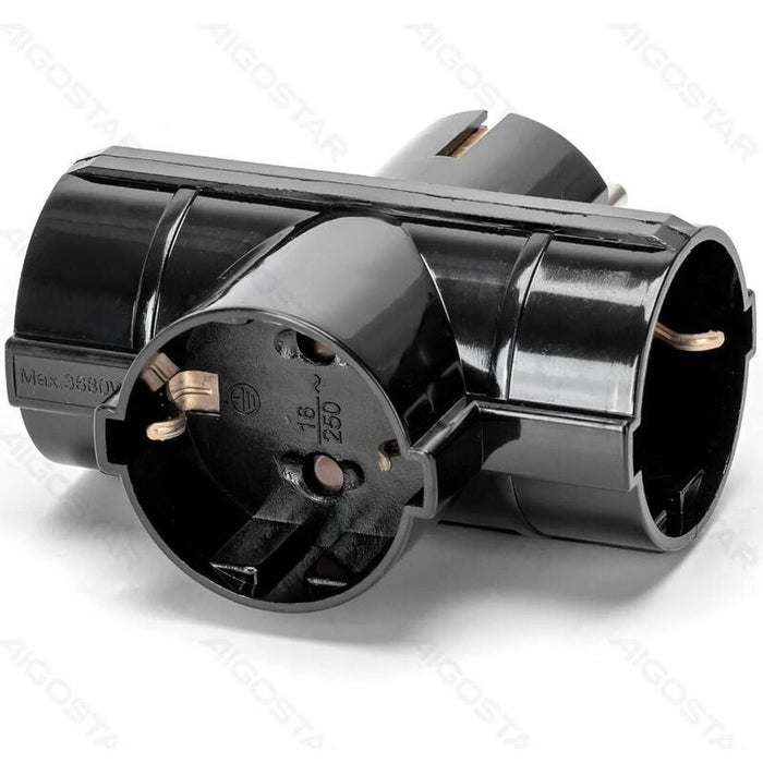 Enchufe De Conversion Aleman 1 A 3 16a Vertical Negro Aigostar