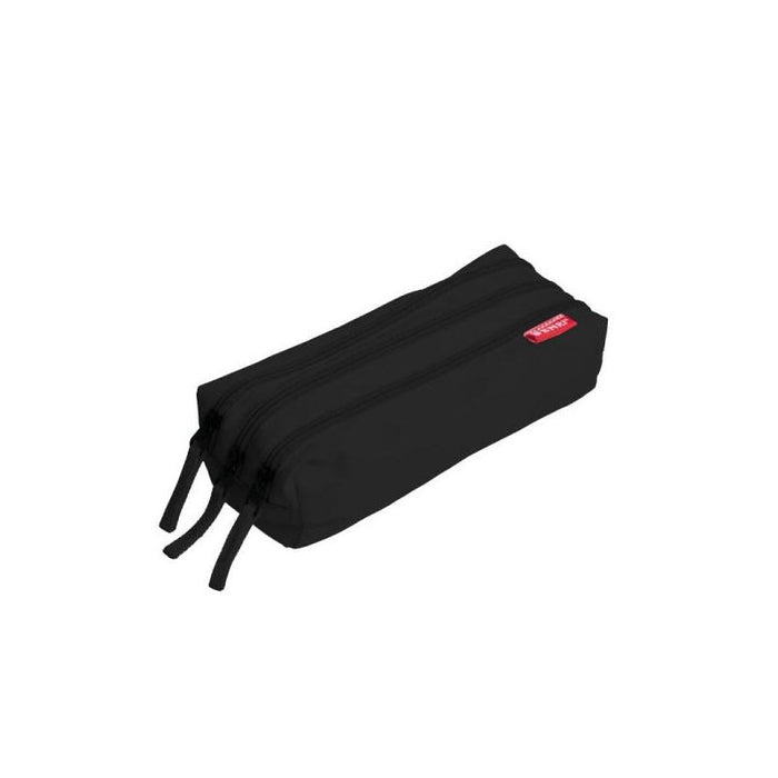 Enri Estuche Portatodo Con 3 Compartimentos - Cierres De Cremallera - Fabricado En Poliester - Negro