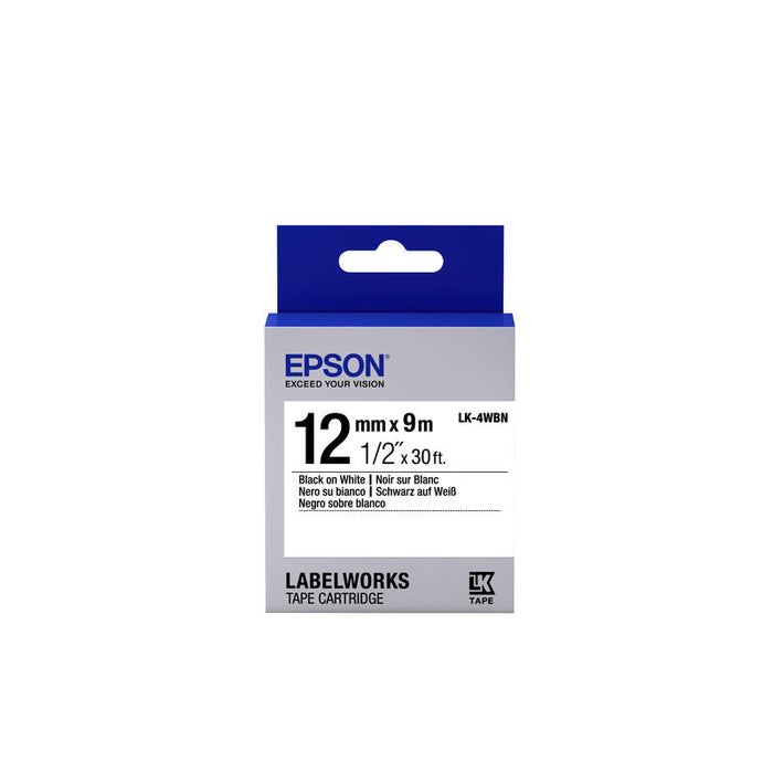 Epson Cinta Mecanográfico Negro Sobre Blanco C53s654021 Lk-4wbn 12 Mm X 9 M