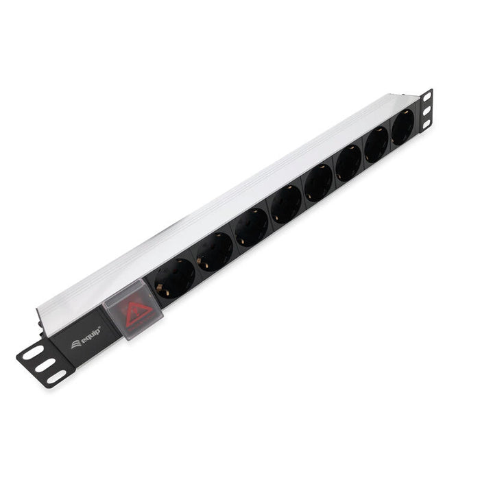 Equip Regleta Alimentacion Aluminio Rack 19 1u 8 Tomas Con Interruptor Cable 1.8 Mt