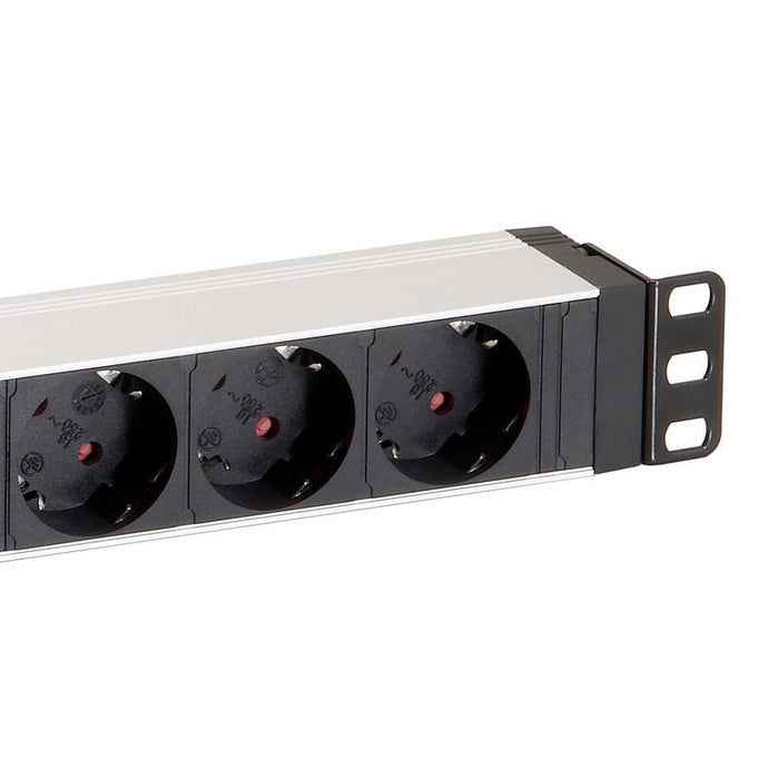 Equip Regleta Alimentacion Aluminio Rack 19 1u 8 Tomas Con Interruptor Cable 1.8 Mt