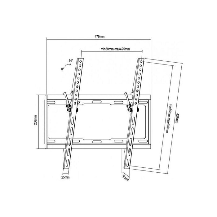 Equip Soporte Pared 650311 Para Pantallas Planas De 32\1 A 55\1 Inclinable 14º Vertic