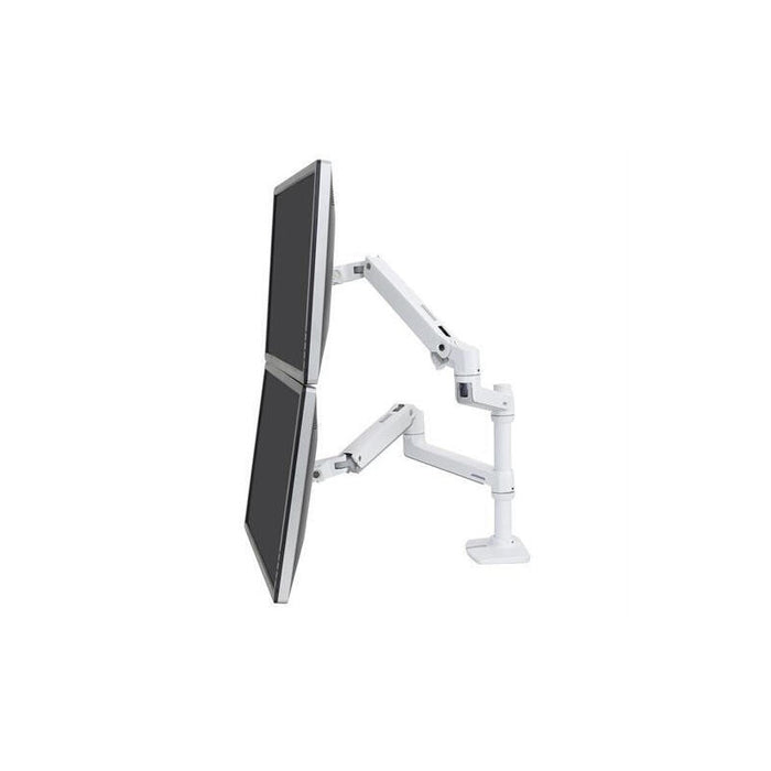 Ergotron Lx Kit De Montaje (Montaje Con Pinza De Sujeción Para Escritorio Barra 2 Brazos Articulados 2 Abrazaderas De Extensión) Para 2 Pantallas Lcd Aluminio Acero Blanco Tamaño De Pantalla: Hasta 24 Pulgadas Escritorio