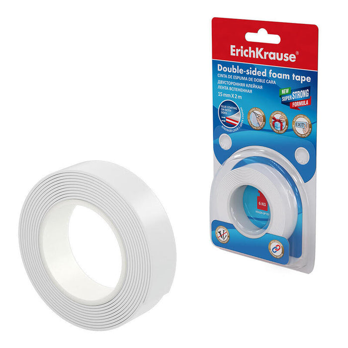 Erichkrause Cinta Adhesiva De Doble Cara A Base De Espuma - 1mmx15mmx2m - Color Transparente