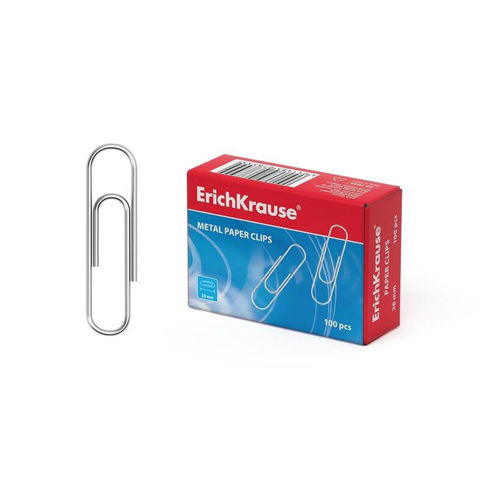 Erichkrause Clips Metalicos De Zinc - 28mm - Alta Resistencia Y Durabilidad - Resistente A La Corrosion - Sin Manchas Ni Arañazos - Color Plateado