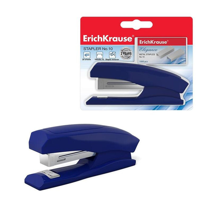 Erichkrause Grapadora 10 Elegance - Hasta 20 Hojas - Grapas En El Set - Resistente A Los Golpes - Mecanismo De Acero - Color Variado