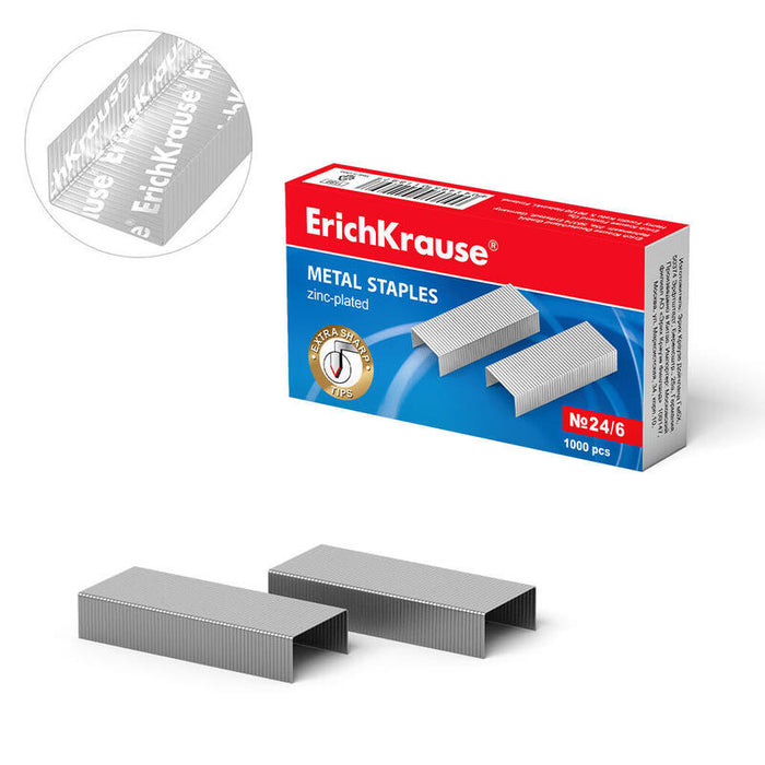 Erichkrause Grapas 24/6 - 1000 Grapas - Alta Calidad Y Resistencia Mejorada - Resistente A La Corrosion
