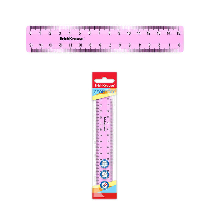 Erichkrause Regla Pastel - 15cm - Rosa - Bolsa De Polietileno