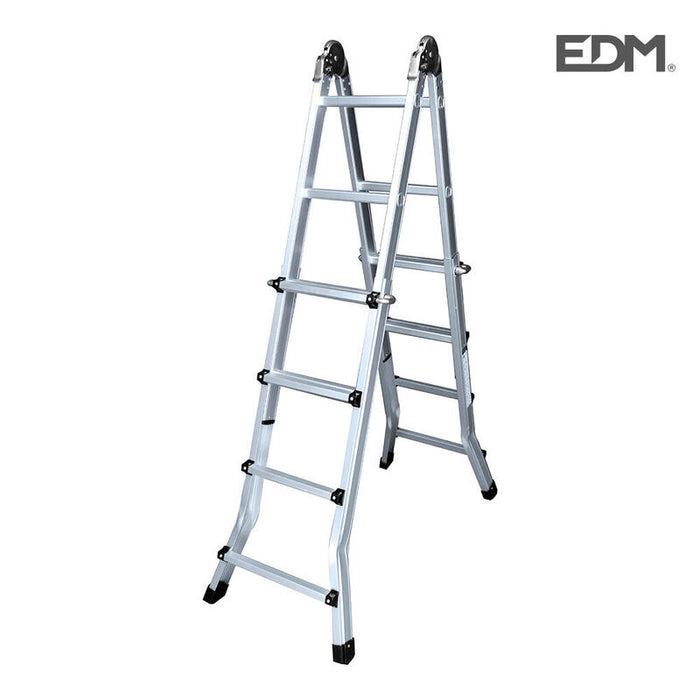 Escalera Multifuncion Telescopica De Aluminio 2x4+4 Peldaños En131-4 Edm