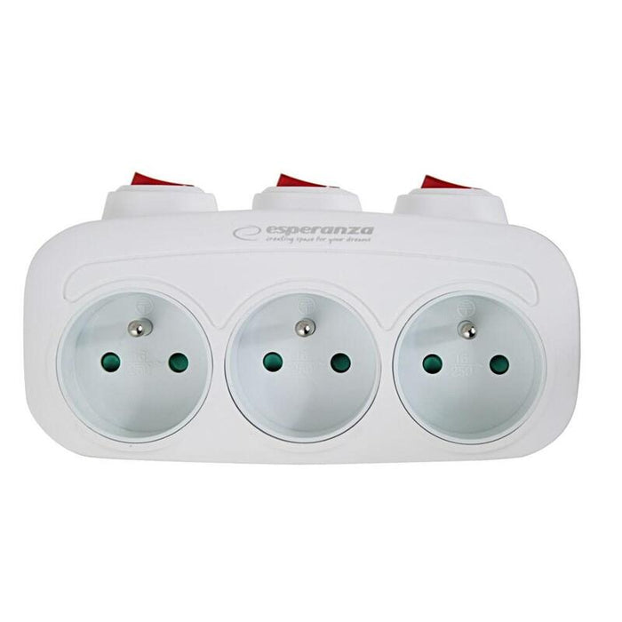 Esperanza Elk307w Divisor Eléctrico Interruptor De 3 Tomas Blanco