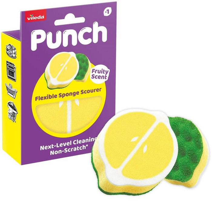 Esponja De Fregar Vileda Punch Elástica Limón, 1 Unidad.
