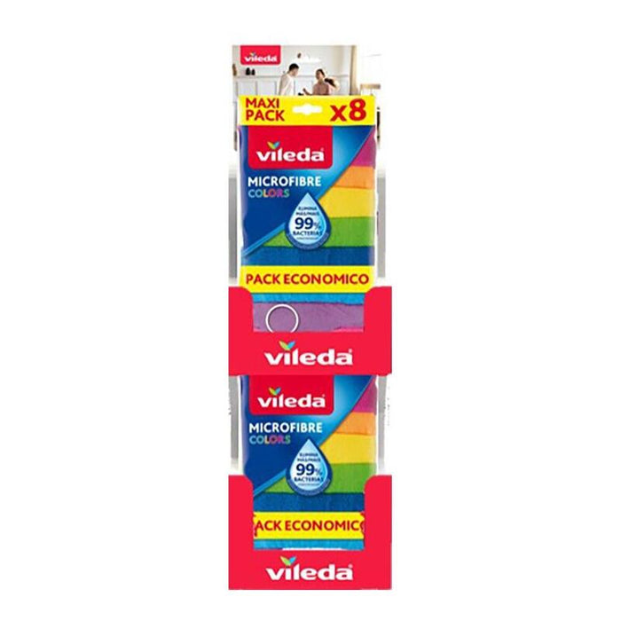 Expositor De Sobremesa Colgable Con 10 Packs De 8 Uds. De Bayetas Microfibra Colors, Ref. 77608