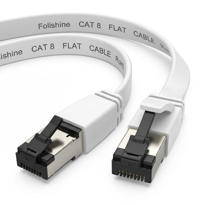 Extralink Lan Patchcord Cat.8 U Ftp 15m 40g Flat Shielded Foiled Twisted Pair Bare Copper White