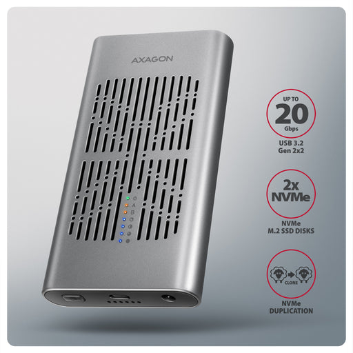 EAN 8595247909107 - Axagon EEM2-20GD base de conexión para disco duro USB 3.2 Gen 2 (3.1 Gen 2) Type-C Negro, Gris imagen 2