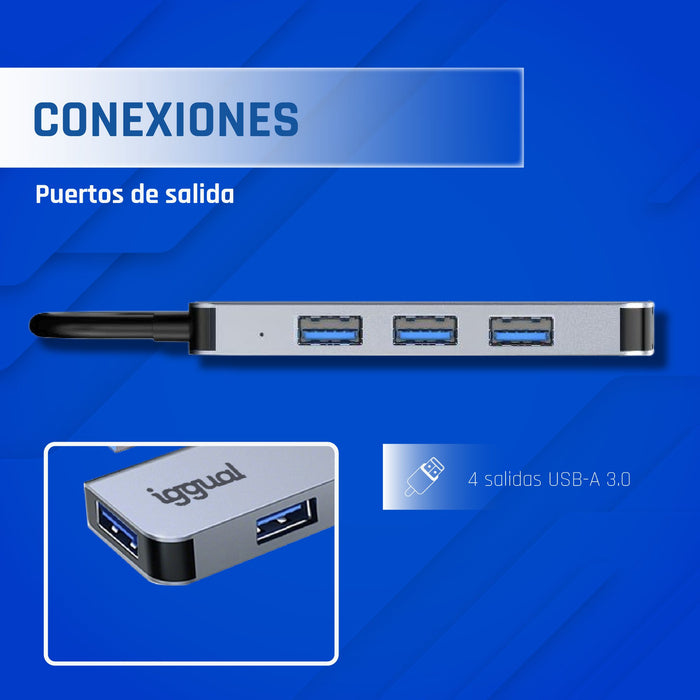 EAN 8435364319246 - iggual IGG319246 hub de interfaz USB 3.2 Gen 1 (3.1 Gen 1) Type-C 5000 Mbit/s Plata imagen 2