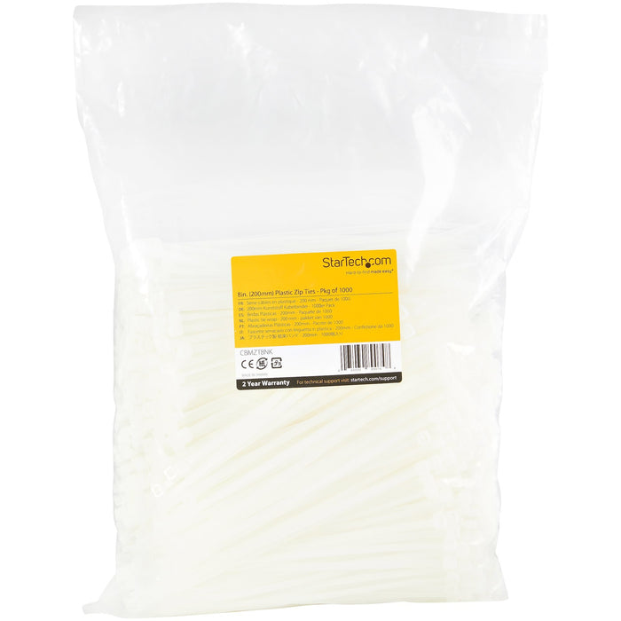 EAN 65030890748 - StarTech.com CBMZT8NK presilla Brida reutilizable Nylon, Plástico Blanco 1000 pieza(s) imagen 6