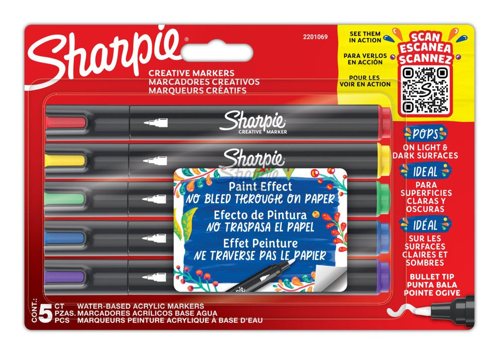 EAN 3026982010698 - Sharpie 2201069 marcador 5 pieza(s) Punta redonda Azul, Verde, Rojo, Violeta, Amarillo imagen 1