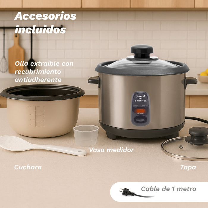 EAN 8426156019208 - Grunkel RC-28L arrocera 2,8 L 1000 W Acero inoxidable, Gris Oscuro imagen 3