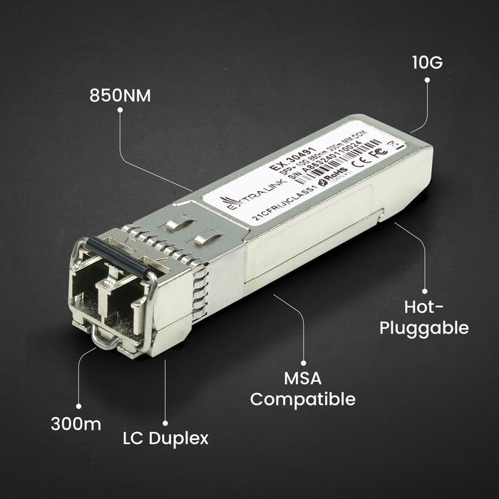 EAN 5906168630491 - Extralink SFP+ 10G 2-pack | Moduł SFP+ | 10Gbps, 850nm, 300m, multi mode (EX.30491) red modulo transcepto imagen 8