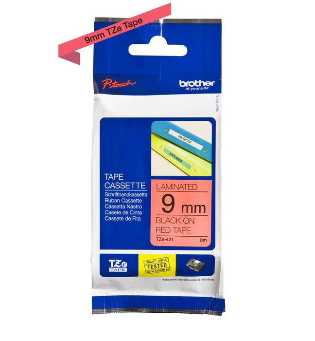 EAN 0012502625896 - Brother TZE-421 cinta para impresora de etiquetas Negro sobre rojo imagen 2