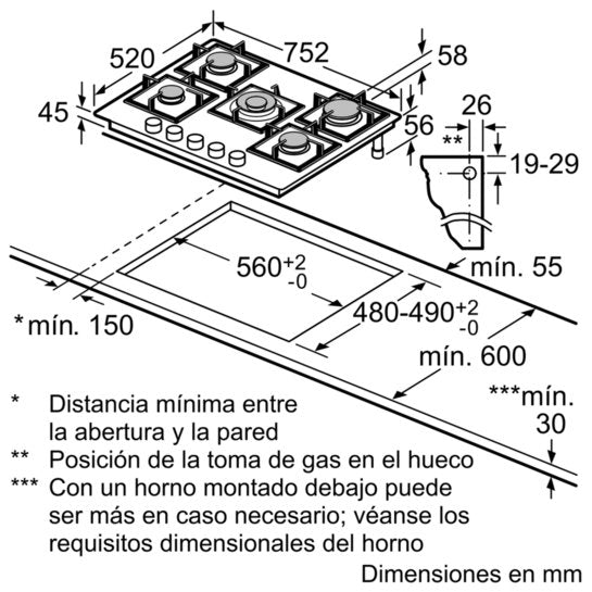 EAN 4242003742549 - Siemens EP7A6QB90 hobs Negro Integrado Encimera de gas 5 zona(s) imagen 7