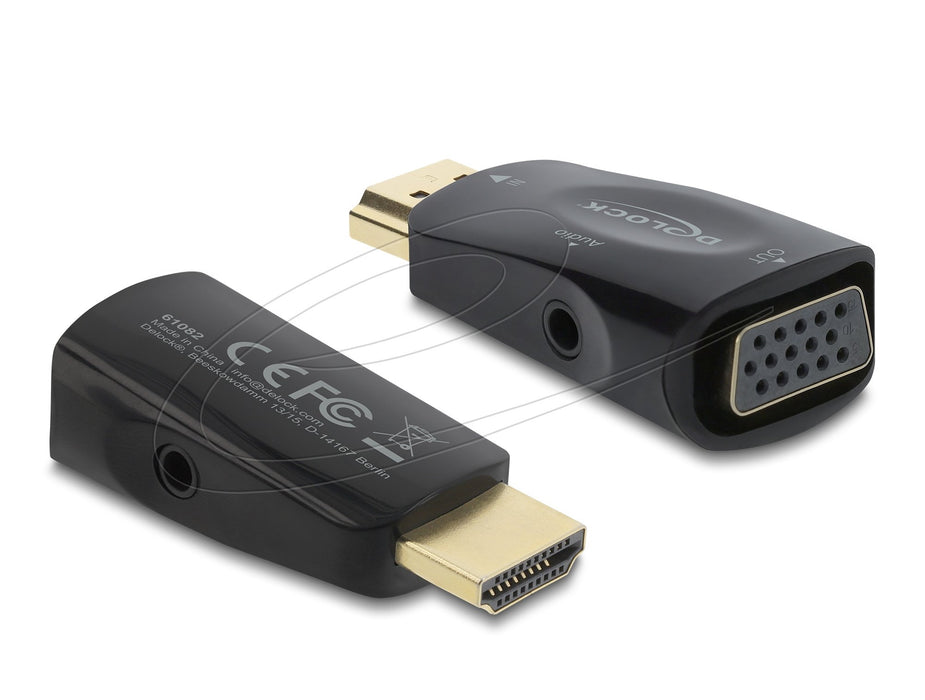EAN 4043619610822 - DeLOCK 61082 cambiador de género para cable HDMI VGA Negro imagen 1