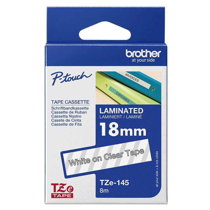 EAN 0012502625629 - Brother TZE-145 cinta para impresora de etiquetas Blanco sobre transparencia imagen 4