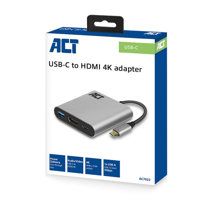 EAN 8716065437492 - ACT AC7022 Adaptador gráfico USB 4096 x 2160 Pixeles Gris imagen 3