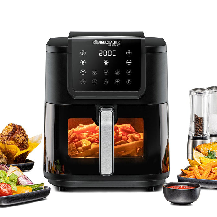 EAN 4001797813022 - Rommelsbacher FRH 1700 freidora Sencillo 8 L Independiente 1700 W Freidora de aire caliente Negro, Acero  imagen 1