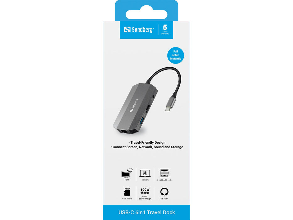 EAN 5705730136337 - Sandberg 136-33 base para portátil y replicador de puertos Alámbrico USB 3.2 Gen 1 (3.1 Gen 1) Type-C Gri imagen 2