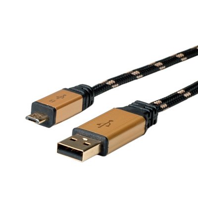 EAN 7611990110476 - ROLINE 11.02.8826 cable USB USB 2.0 1,8 m USB A Micro-USB B Negro, Oro imagen 2