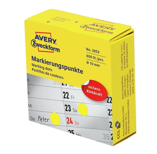 EAN 4004182038529 - Avery 3852 etiqueta autoadhesiva Alrededor Permanente Amarillo 800 pieza(s) imagen 1