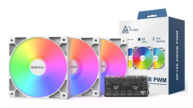 EAN 4710562747393 - Montech GF120 PWM Carcasa del ordenador Módulo de ventilador 12 cm Blanco 3 pieza(s) imagen 4