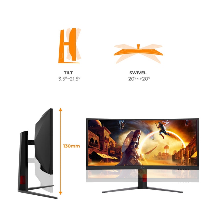 EAN 4038986113519 - AOC G4 CU34G4CAP pantalla para PC 86,4 cm (34") 3440 x 1440 Pixeles UltraWide Quad HD LCD Negro, Rojo imagen 4