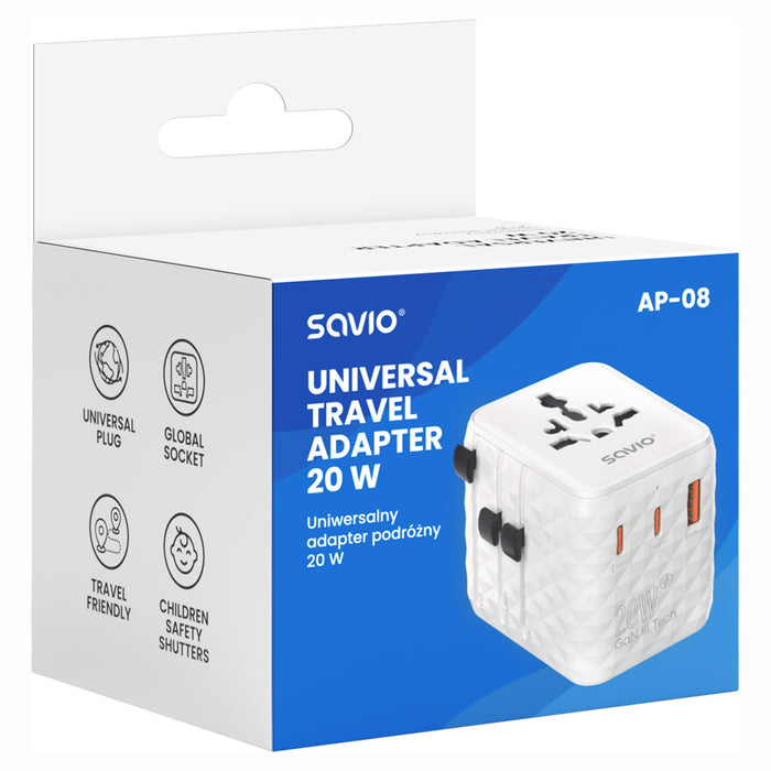 EAN 5905106070993 - Savio AP-08 adaptador e inversor de corriente 20 W Blanco imagen 6