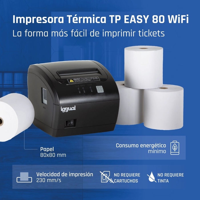 EAN 8435364319321 - iggual TP Easy 80 WiFi 203 x 203 DPI Inalámbrico y alámbrico Transferencia térmica Impresora de recibos imagen 8