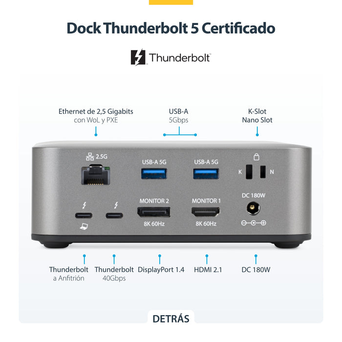 EAN 0065030923118 - StarTech.com 215UE-TB5USB4DOCK base para portátil y replicador de puertos Alámbrico Gris imagen 6