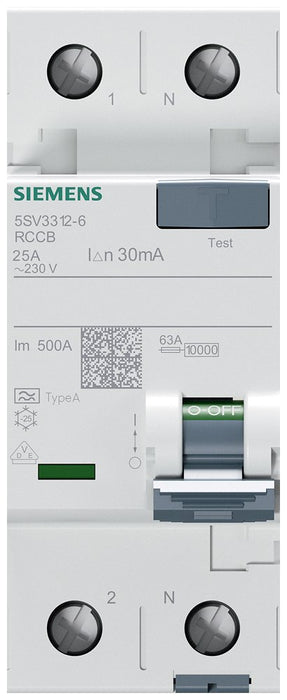 EAN 4001869429632 - Siemens 5SV3312-6 corta circuito Interruptor diferencial Tipo A 2P imagen 2